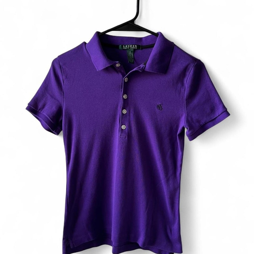 Vintage Purple Lauren Ralph Lauren Cotton Polo Shirt Women's Small Y2K Preppy